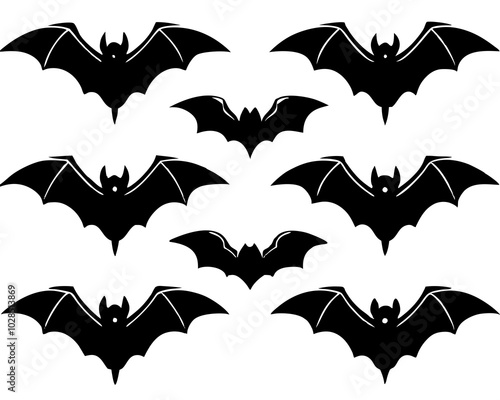 black bats flying silhouette vector black animal