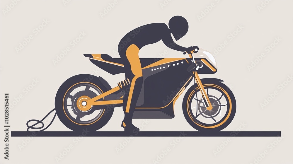 Obraz premium A stylized illustration of a rider on a modern motorcycle, showcasing sleek design and dynamic posture.