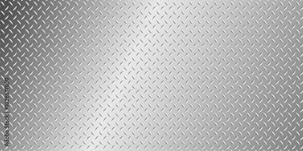Silver gray metal background, 3D polished chrome metallic and shiny diamond plate texture, vector illustration. Silver gray metal background, 3D polished chrome metallic and shiny diamond plate texture, vector illustration.