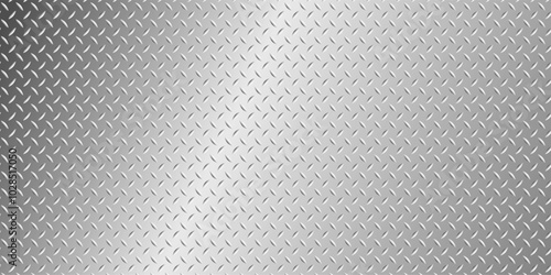 Silver gray metal background, 3D polished chrome metallic and shiny diamond plate texture, vector illustration. 