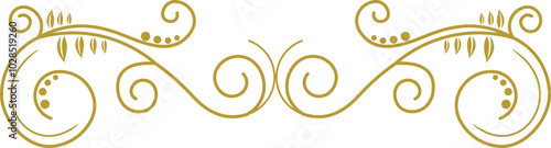 Golden Swirl Floral Line Art Ornament