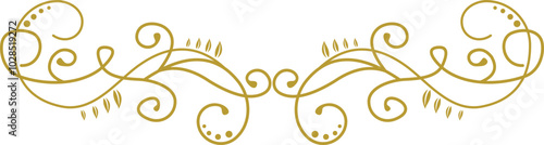 Golden Swirl Floral Line Art Ornament