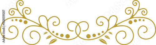 Golden Swirl Floral Line Art Ornament