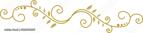 Golden Swirl Floral Line Art Ornament