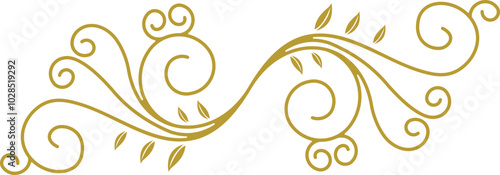 Golden Swirl Floral Line Art Ornament