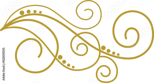 Golden Swirl Floral Line Art Ornament