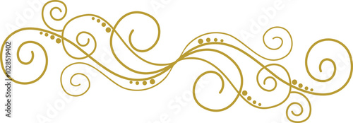 Golden Swirl Floral Line Art Ornament