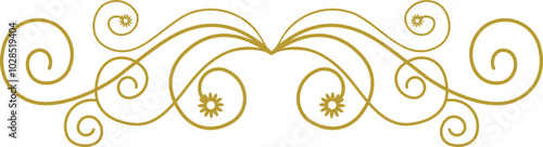 Golden Swirl Floral Line Art Ornament