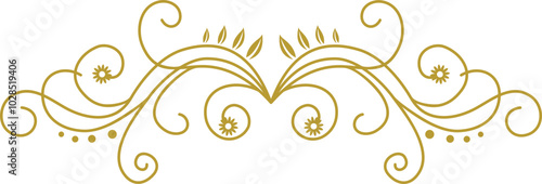 Golden Swirl Floral Line Art Ornament