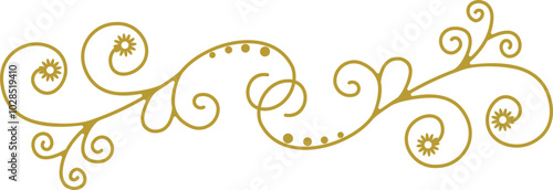 Golden Swirl Floral Line Art Ornament
