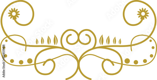 Golden Swirl Floral Line Art Ornament