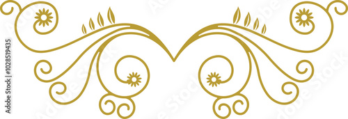 Golden Swirl Floral Line Art Ornament