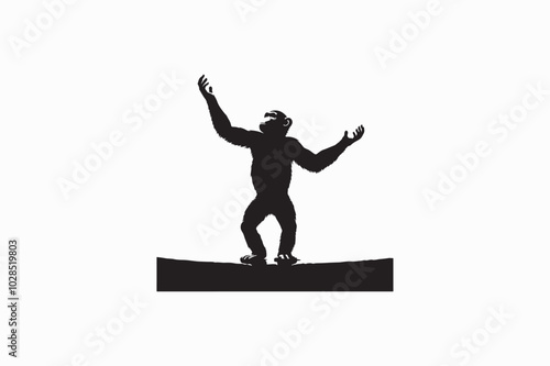 A Chimpanzee vector silhouette image adobe illustrator.eps