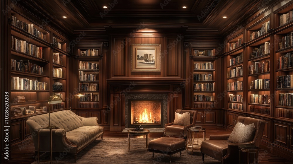 A sophisticated Hollywood Regency-inspired home library A sophisticated Hollywood Regency-inspired home library