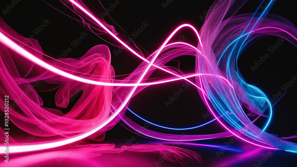 Neon Abstract Background with Vibrant Pink Purple and Electric Blue on Dark Neon Abstract Background with Vibrant Pink Purple and Electric Blue on Dark