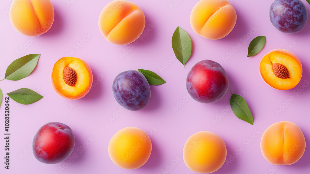 A close up of a purple and orange fruit with a leaf on it A close up of a purple and orange fruit with a leaf on it
