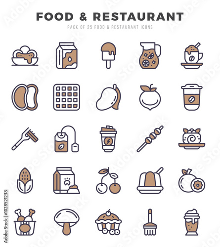 Set of Food and Restaurant icons. Vector Illustration.