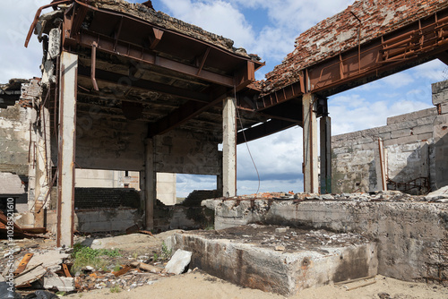 Russia. Kola Superdeep Borehole, destroyed buildings photo