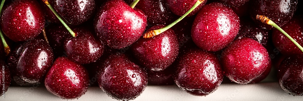 Close up of cherries in a fruit platter, isolated dark background. Close up of cherries in a fruit platter, isolated dark background.