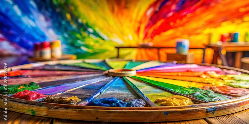 Fototapeta premium Vibrant Color Wheel Display in High Depth of Field for Artistic Inspiration and Design Projects