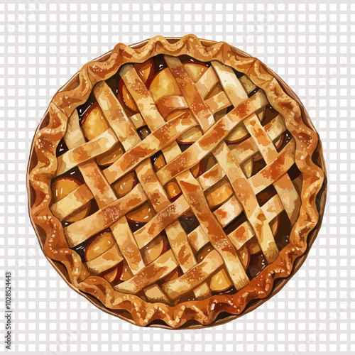 a pie with a lattice of apples on top