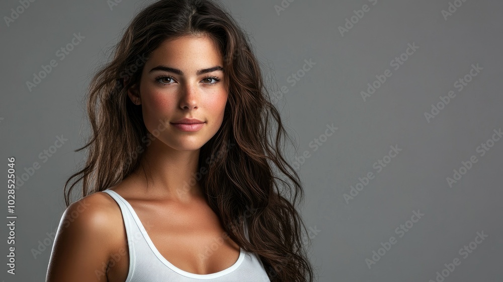 Beautiful Woman in White T-Shirt Women's Breast Dark Background Breast Cancer Support, prevention, mammography, screening, oncology, cancer treatment Beautiful Woman in White T-Shirt Women's Breast Dark Background Breast Cancer Support, prevention, mammography, screening, oncology, cancer treatment
