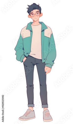 Anime Boy On white background, Generative AI 