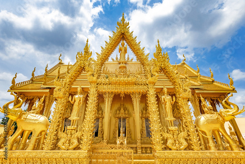 Photography gold color church of Wat Pak Nam Jolo- Bang Khla Chachoengsao