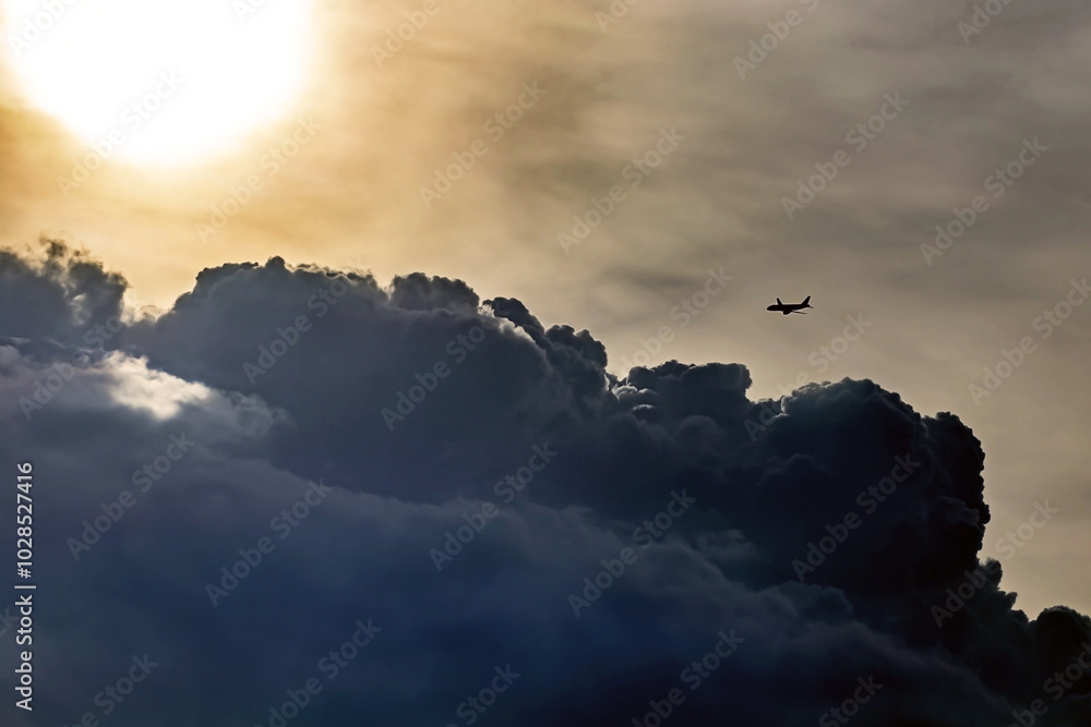 custom made wallpaper toronto digitalThe plane is flying through the clouds.