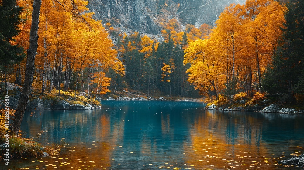 Fototapeta premium Autumn Colors Reflecting on Calm Water