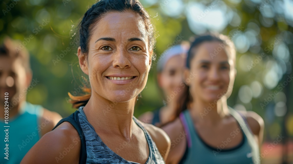 Fit Latino woman running through the park, embracing her health and fitness. Fit Latino woman running through the park, embracing her health and fitness.