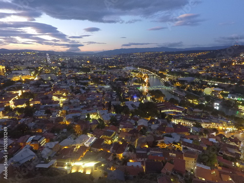 Tbilisi at night. Photo made with drone.