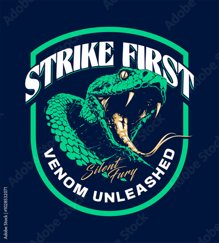 Grunge Vector Emblem Design With Attacking Snake