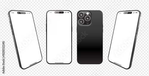 Realistic 3D Smartphone Vector Mockup Isolated