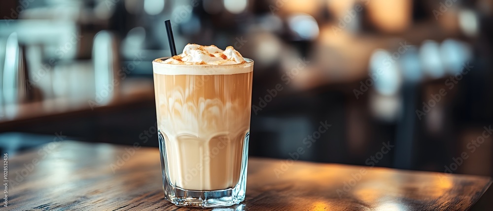 A refreshing iced coffee with cream, served in a glass on a wooden table, perfect for coffee lovers seeking a cool drink. A refreshing iced coffee with cream, served in a glass on a wooden table, perfect for coffee lovers seeking a cool drink.