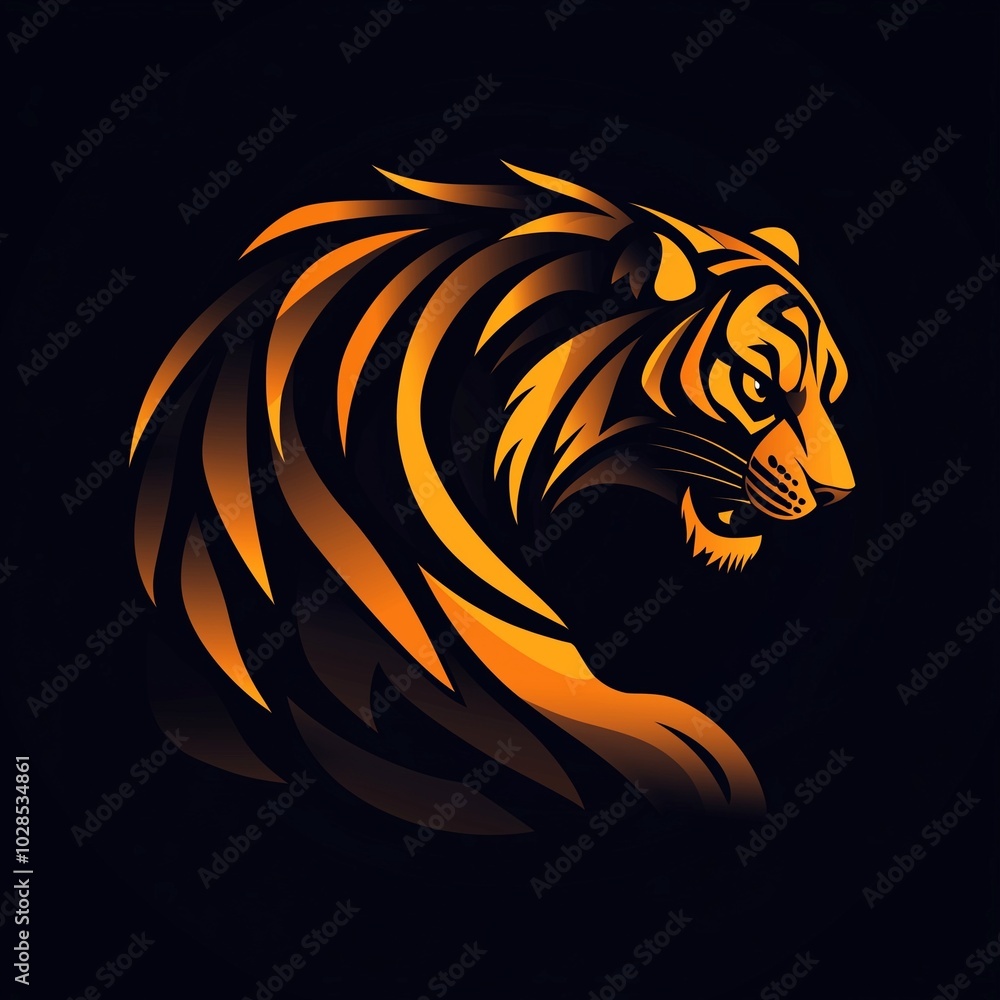 Modern mascot yellow logo of wild tiger for cyber players, video game teams, social networks. Modern mascot yellow logo of wild tiger for cyber players, video game teams, social networks.