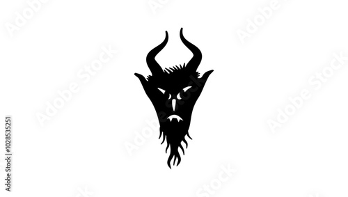 Devil emblem, black isolated silhouette