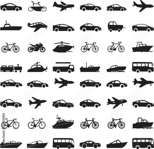 silhouette vector icons of different vehicles