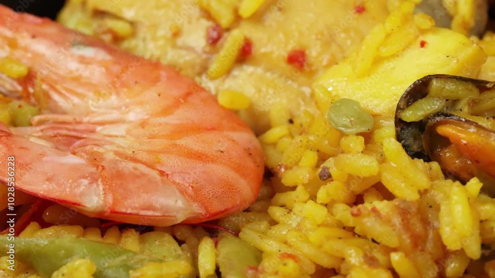plat de paella, en gros plan