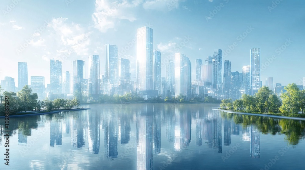 Illustration of a modern futuristic smart city concept Illustration of a modern futuristic smart city concept