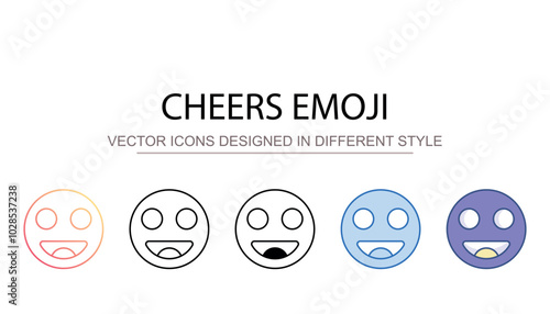 Cheers Emoji icon design with white background stock illustration