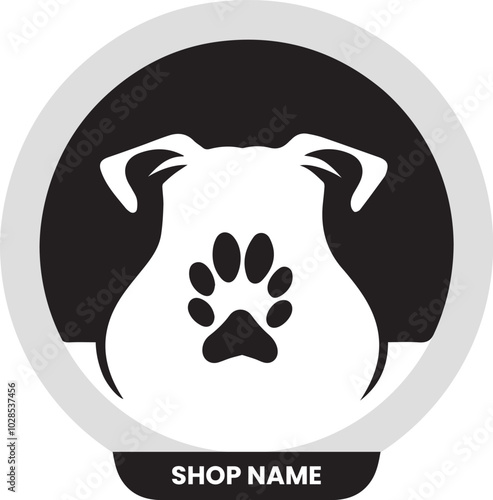 Modern pet care shop for food, company, clinic, care, paw, puppy. minimal and icon base logo design