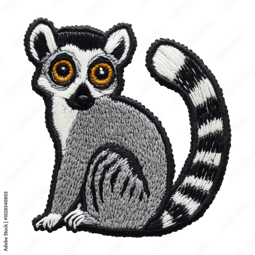 Obraz premium Lemur Design Embroidered Patch isolated on transparent background