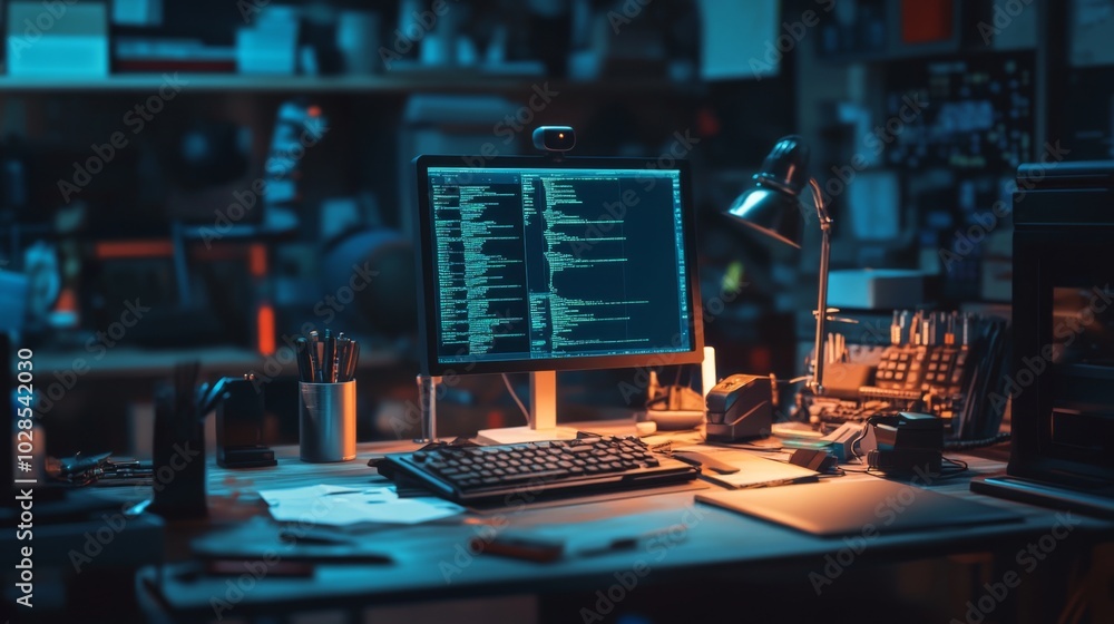 Highly detailed ethical hacking tools in dramatic lighting setting Highly detailed ethical hacking tools in dramatic lighting setting