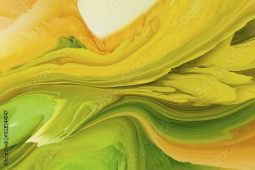 Abstract illustration of color bursts in green and yellow photo