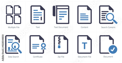 A set of 10 File icons as multiple file, text, text document