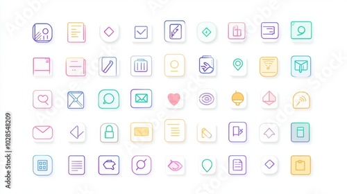 Minimalist colorcoded icon set for modern UI design at 169 ratio