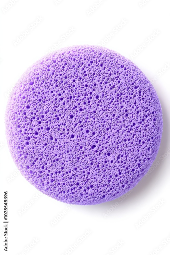 Cosmetic Sponge: Purple Round Sponge Pad for Fluffy Make-up Application, Close-up Top-view Cosmetic Sponge: Purple Round Sponge Pad for Fluffy Make-up Application, Close-up Top-view