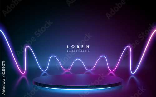 Stage with neon waved line