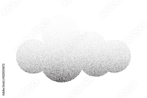 Grain sand texture pattern. Noise ripple background. Dot stipple circle shapes, black noise dotes, grainy effect. Vector illustration isolated on white. Abstract clouds on sky.